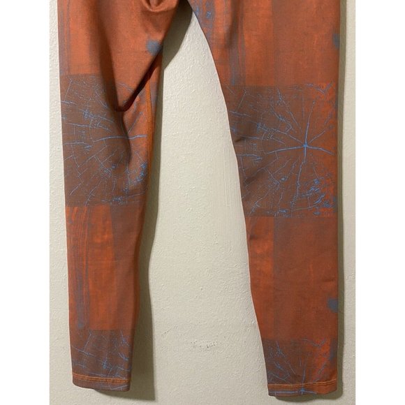 Zyia Active Women's Light N Tight Medium Leggings Orange Light Blue Geometric - Picture 6 of 7